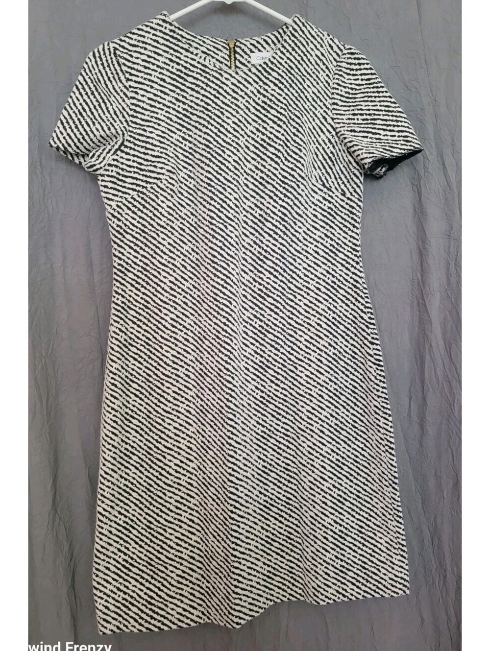 Calvin Klein Black White Knit Zip Dress Women’s 6 Cocktail Party Chic